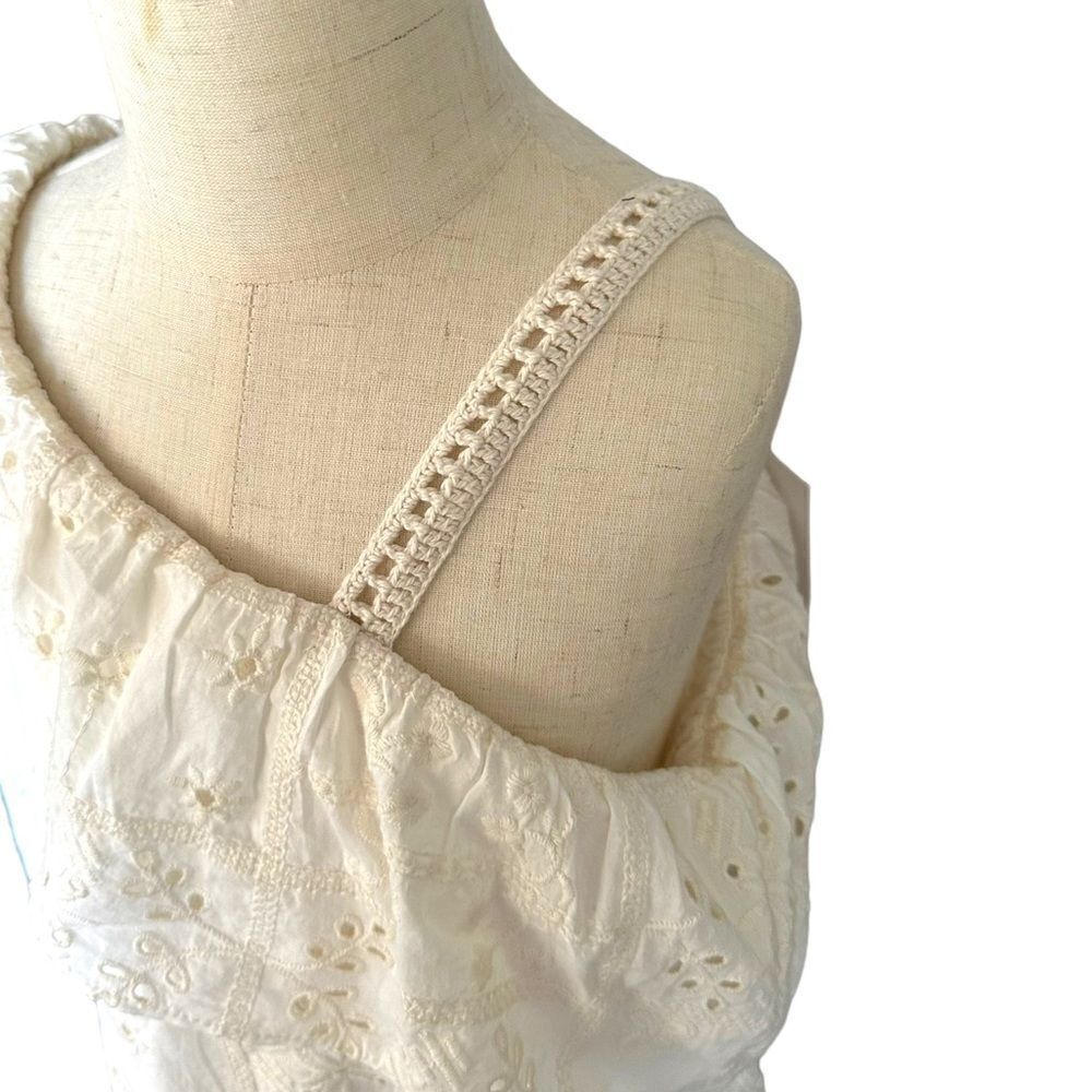Zara Cream One-Shoulder Eyelet Dress with Ruffle - Picture 5 of 9